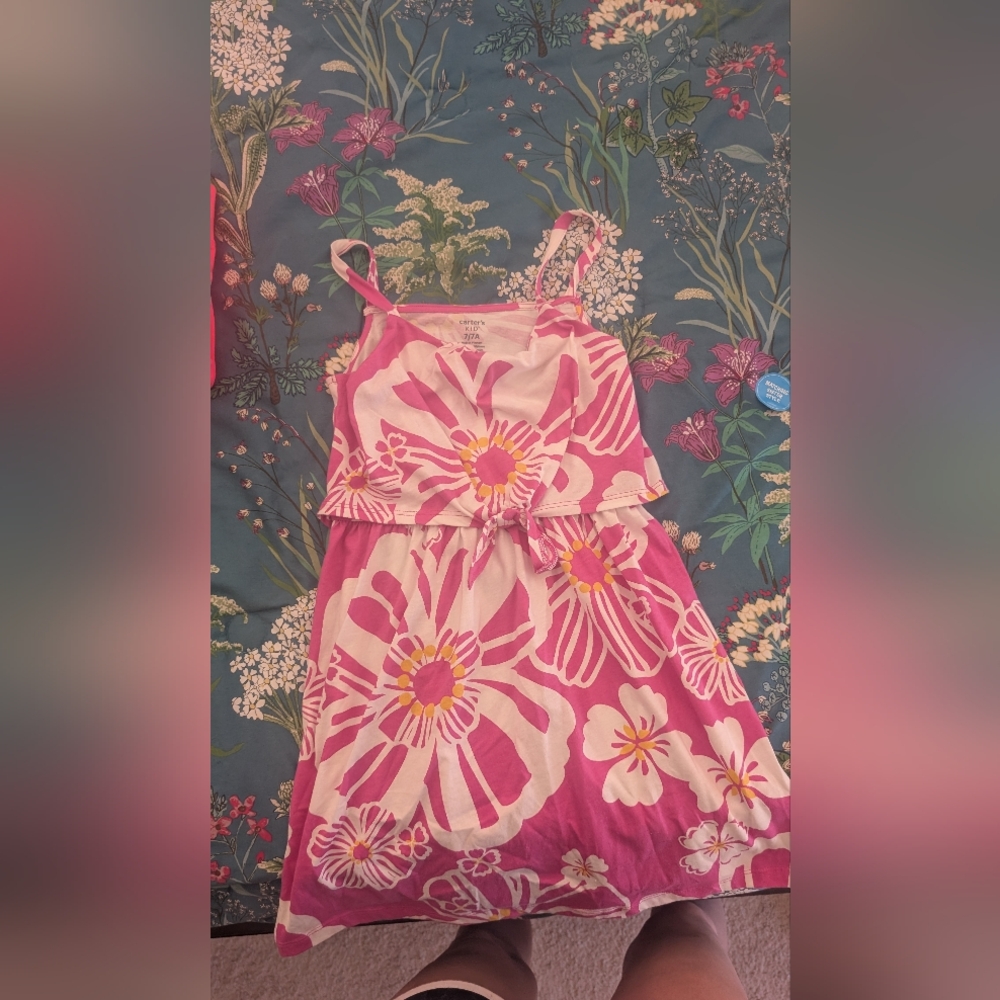 Carter's Pink and White Floral Dress - Girls Size 7